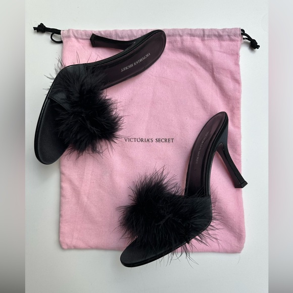 Vintage Victoria’s Secret Black Feather Y2K Slipper Sandals Size 9 NWOT - Picture 1 of 10